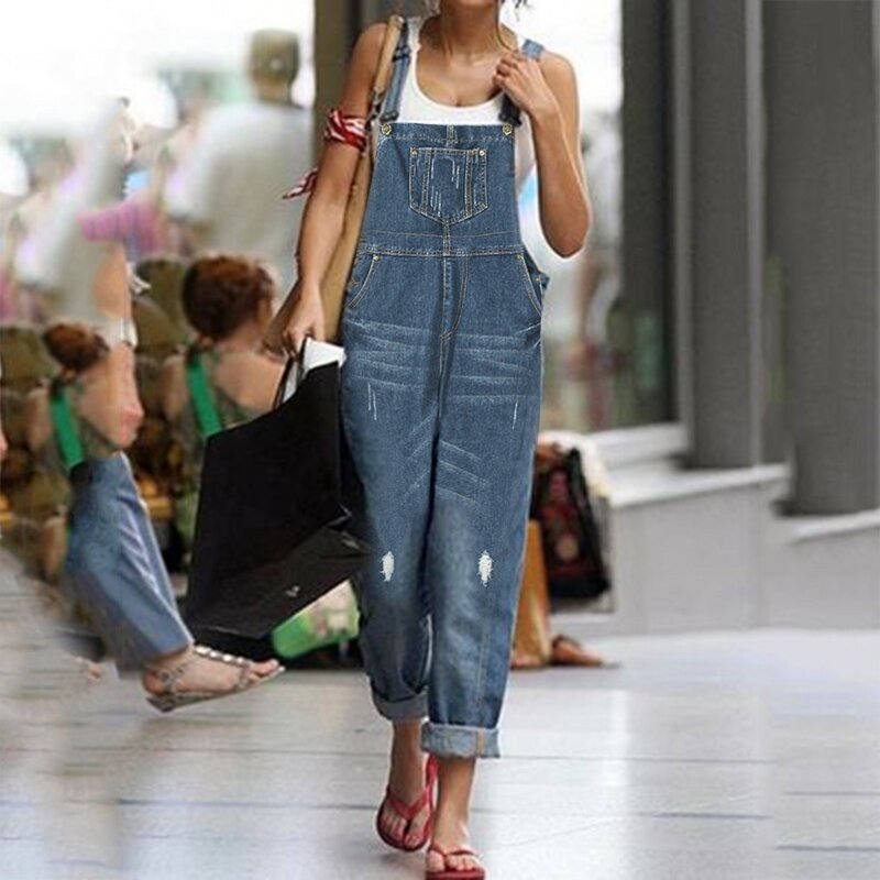 2024 Women's Summer Fashion Denim Jumpsuit Overall With Pocketspring Loose Jeans Rompers Female Streetwear Casual Playsuit
