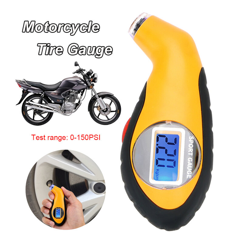 Medidor de presión de neumáticos de motocicleta, probador de Manómetro Digital, herramienta de prueba de neumáticos de bicicleta, accesorios universales TPMS, 0-10bar/150Psi