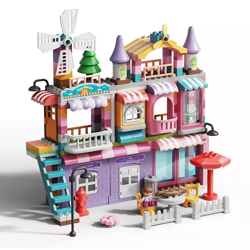 호환 가능한 대형 빌딩 블록, 성 시리즈 공주 왕자 마차 액세서리, 대형 벽돌, 어린이 조립 장난감, 파티 선물