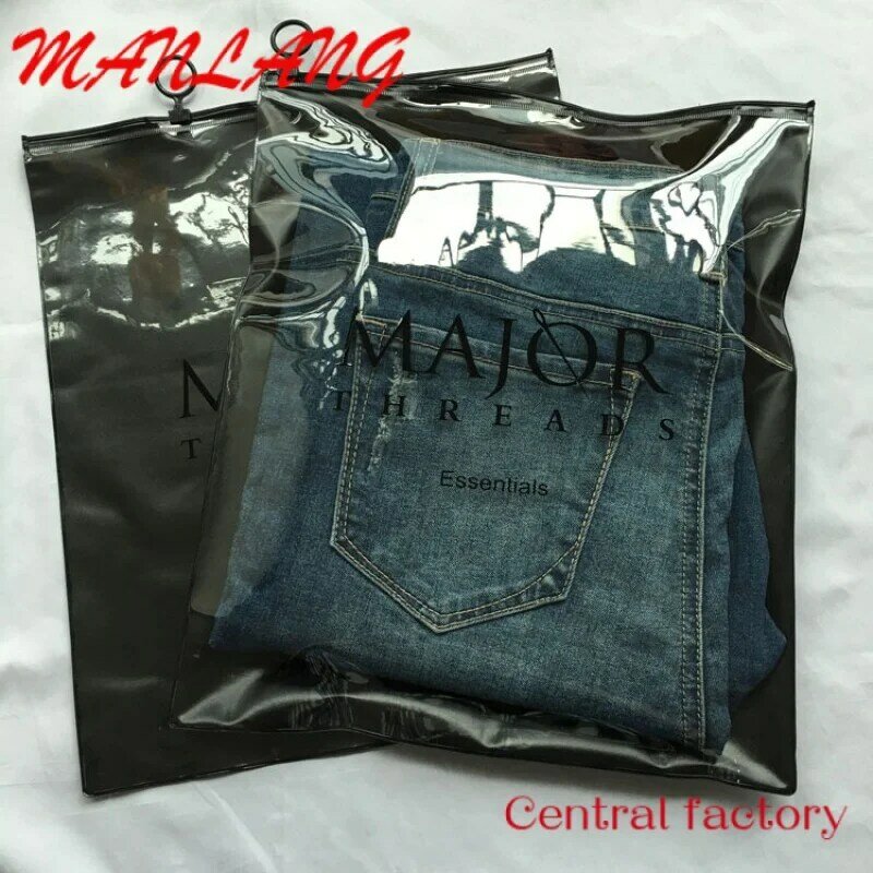 Custom  Pvc packaging bags with ziplock for t-shirt custom logo frosted zipper plastic Matte clothes package pouch bag