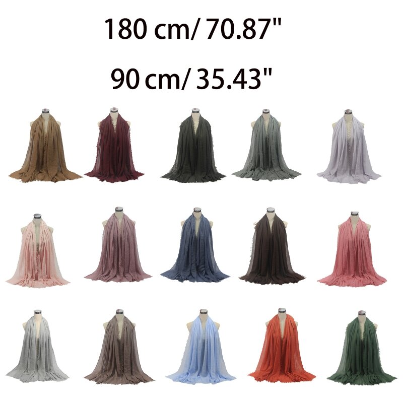 Écharpe ronde en coton chanvre pour femme, mélange doux, écharpe froissée, châle long, grande tête, nouveau, livraison directe