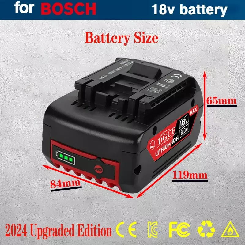 BAT610G+AL1820CV for Bosch professional 18V 6.0AH Li-ion battery replacement with LED & for Bosch quick charger 14.4V-18V