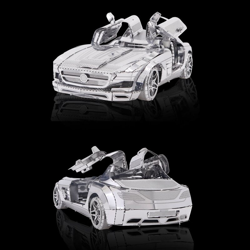 3D metalowy model montażu DIY klocki skrzydło motyla samochód sportowy metalowe puzzle prezent urodzinowy dla dzieci zestaw zabawek