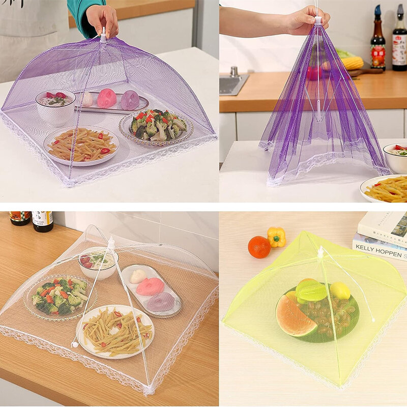 New 12/14/16/18inch Foldable Food Mesh Cover Fly Anti Mosquito Pop-Up Food Cover Umbrella Meal Vegetable Fruit Breathable Cover