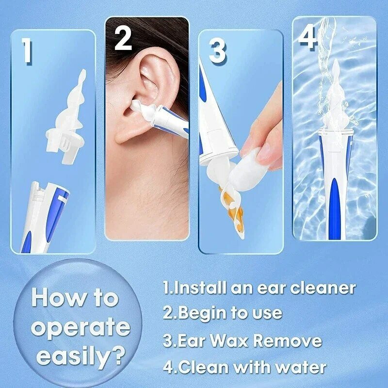 Ear Wax Remover Tool Ear Cleaner With Soft Silicone 16 Replacement Tips Simply To Grab Extract Earwax