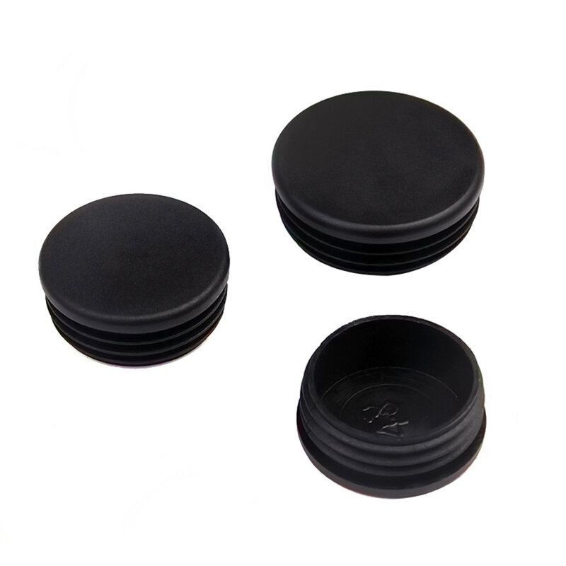 5/10 piezas de plástico negro redondo, insertos de extremo de cierre, tapas de goma, almohadillas de pies para Protector de muebles, diámetro 12mm-76mm