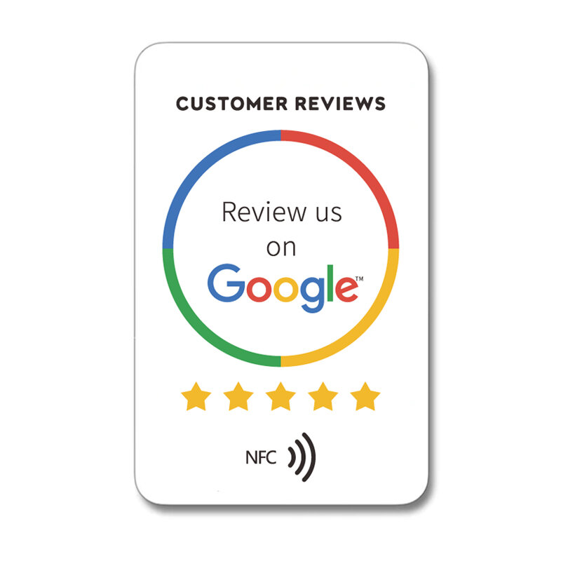 Cartão de avaliação do Google Aumente suas avaliações com cartões NFC universais