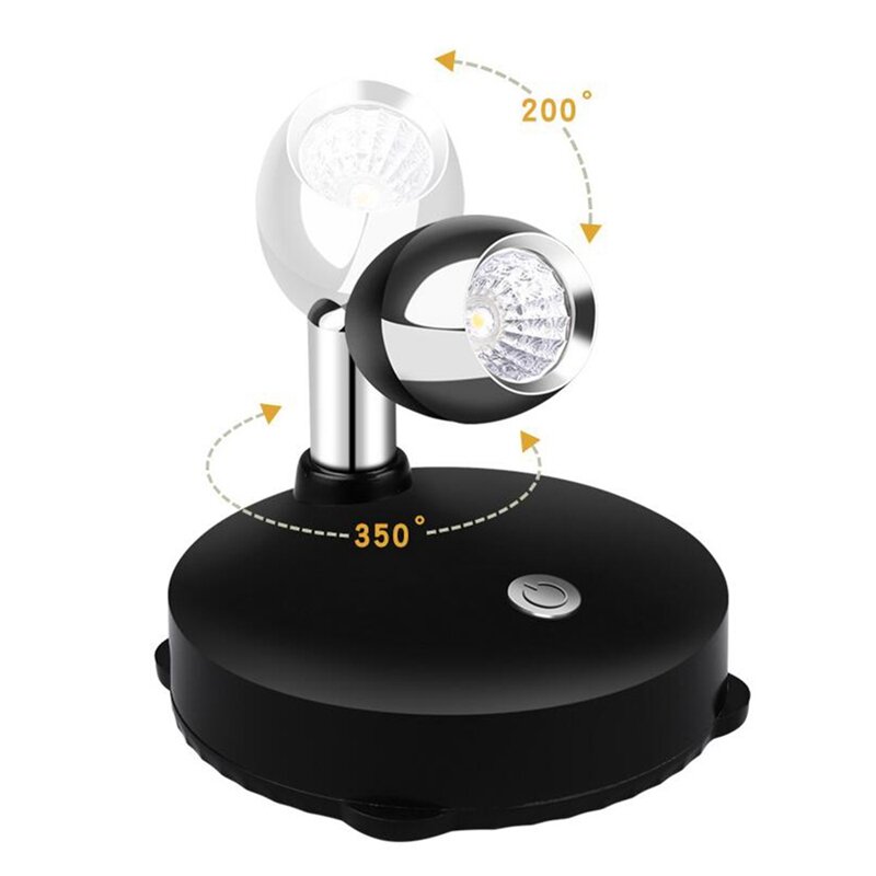 Bezprzewodowy reflektor zasilanie bateryjne światła akcentujące, punktowe reflektory LED ściemniania ze zdalnie obracaną lampką ścienną (4 sztuki)