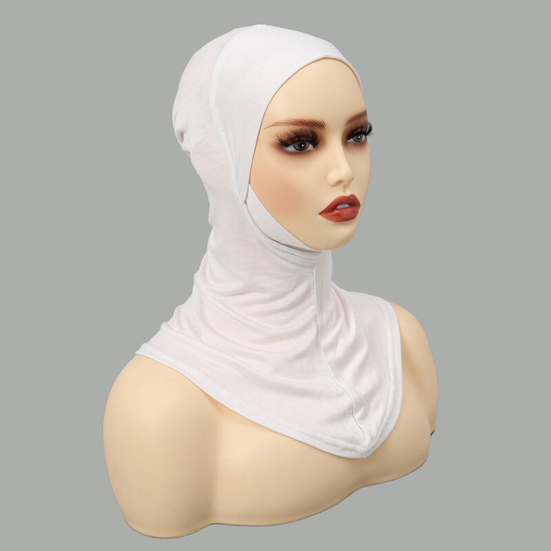 หมวกคลุมทั้งตัวมุสลิมใหม่หมวกผู้หญิงยืดหยุ่นหมวกคลุมข้างในผ้าโพกศีรษะนิ่มแฟชั่นแบบเรียบ