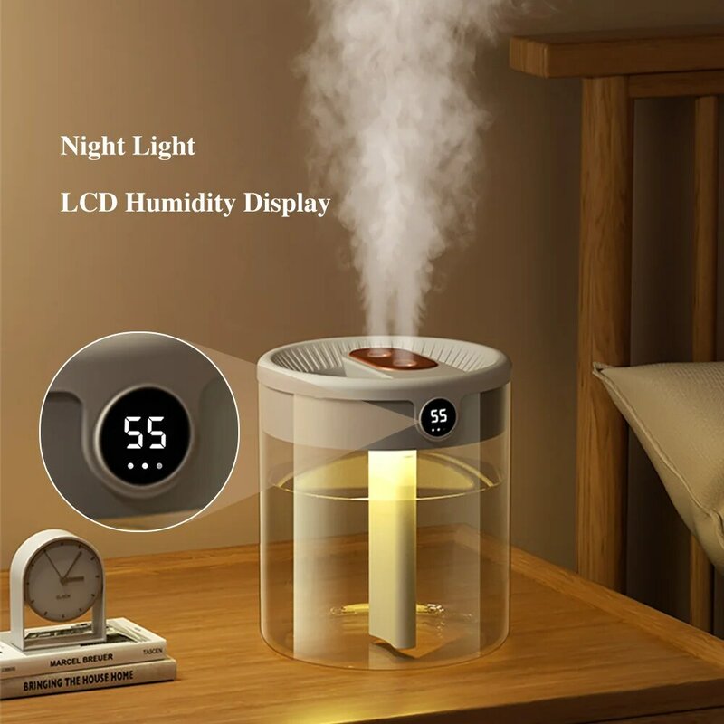 Air Humidifiers With Night Light 2L Double Nozzle Large Capacity LCD Display Ultrasonic Sprayer Humidifier Filter For Home