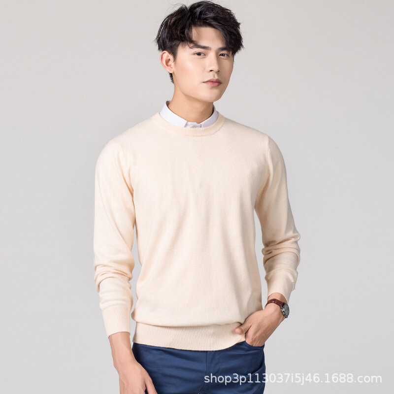 MRMT 2024 Brand New Men's Round Neck V-Neck O- Neck Pullover Wool Sweater Classic Solid Color Slim-Fit Base Plus Size Sweater