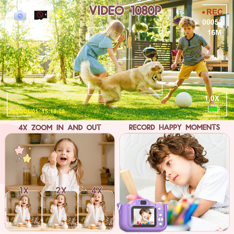 Мини-камера для мальчиков и девочек, детская цифровая камера для малышей с видео, с SD-картой 32 ГБ, лучшие подарки на день рождения