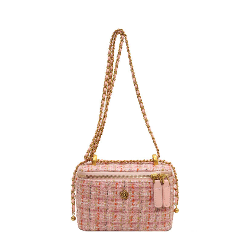 Minority Fashion Chain for Women 2024 New Woolen Portable Box All-Match Messenger Bag