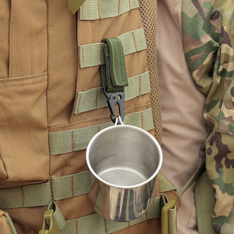 Moschettone gancio chiave in Nylon fibbia in tessuto militare sistema di sospensione della cintura 100x30mm accessori per escursioni all'aperto per moschettone da campeggio