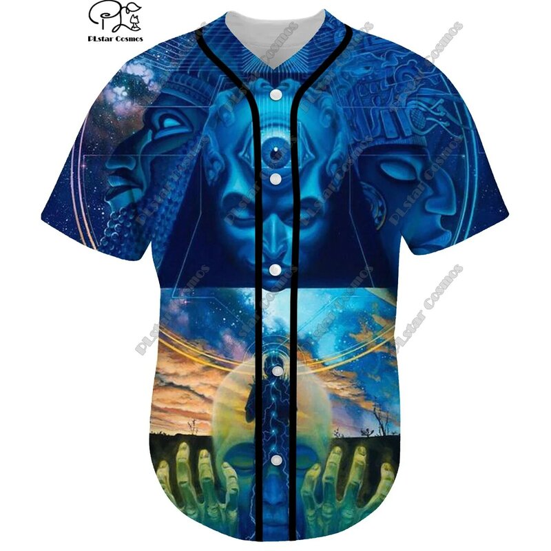 Camiseta de béisbol PLstar Cosmos, camiseta de béisbol con estampado 3D de Color auténtico, colección de Color superior de Hip Hop