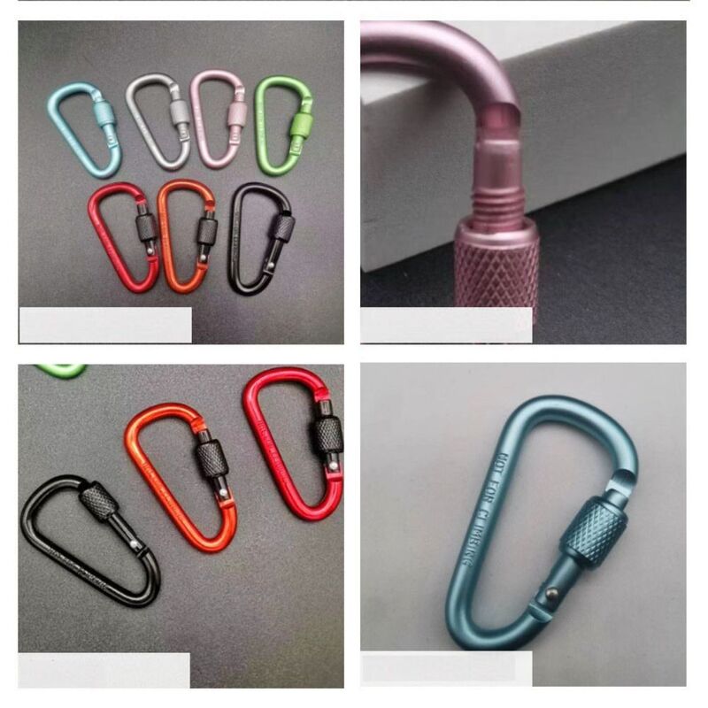 4Pcs Outdoor Sports Safety Multicolor Aluminium Buckle Keychain Alloy Carabiner Climbing Button Camping Hiking Hook