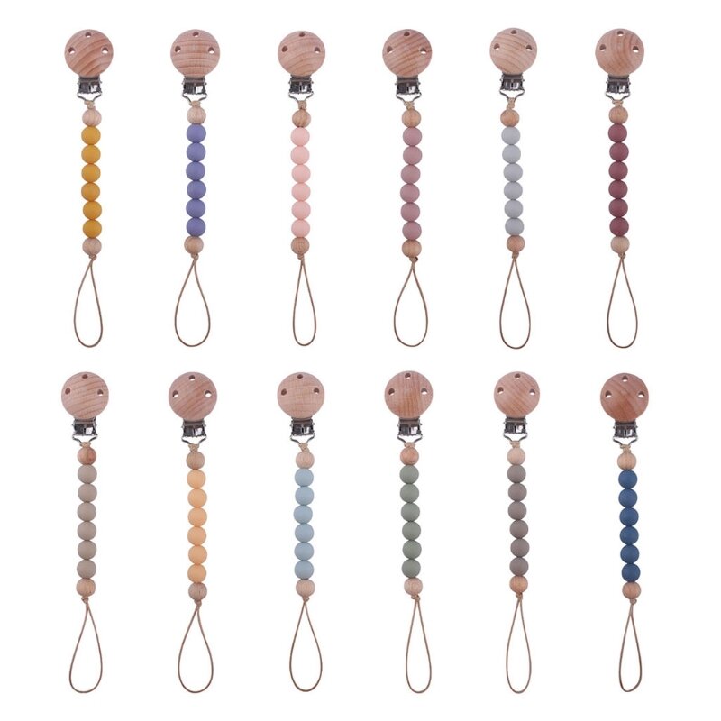 Newborn Pacifier Clip Chain Silicone Beads DIY Nipple Soother Holder Baby Teething Chewing Chain Clip Shower Gifts
