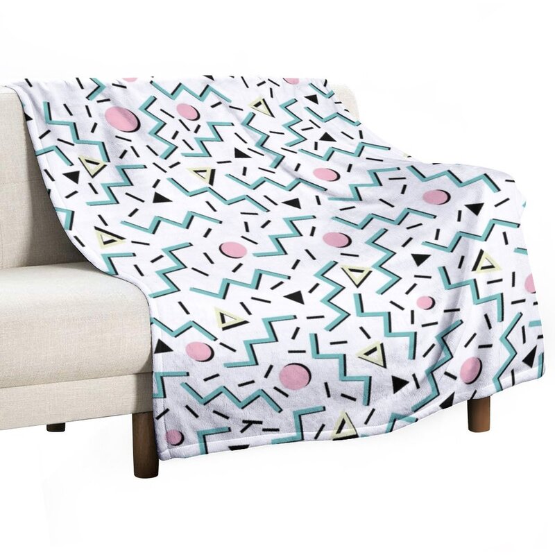Manta funky de regreso a los años 80, diseño de patrón de memphis, edredón de sofá, manta de bebé
