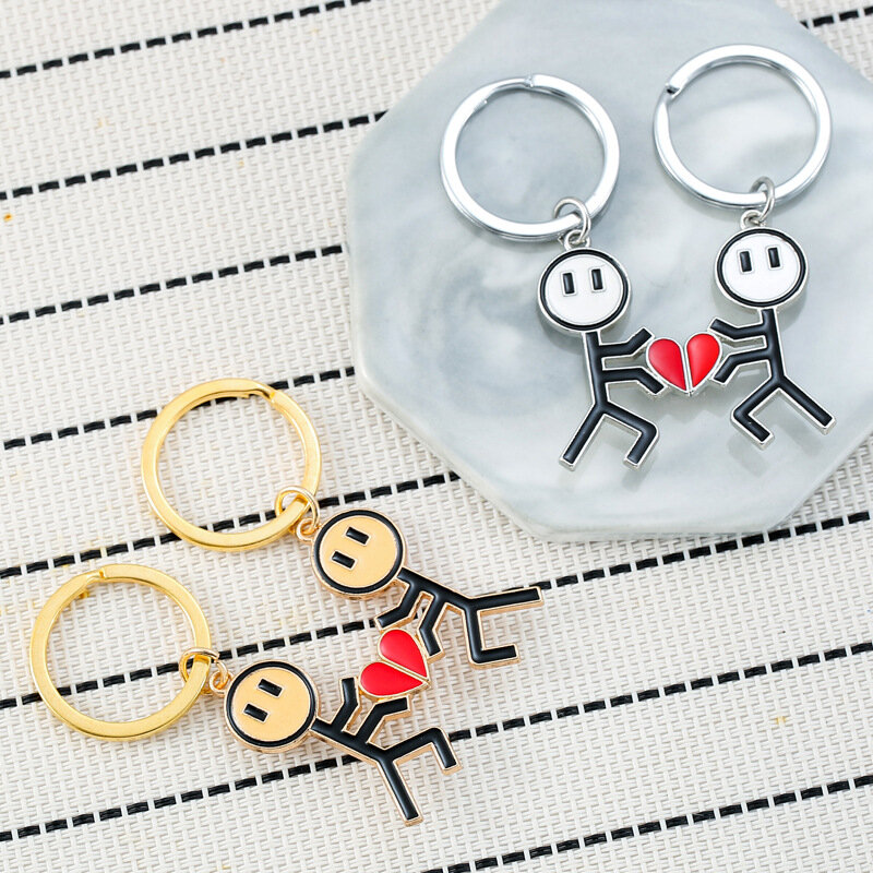 Bonito dos desenhos animados Matchman dedo coração magnético chaveiro, mochila pingente, jóias, presentes do dia dos namorados, casal moda, novo