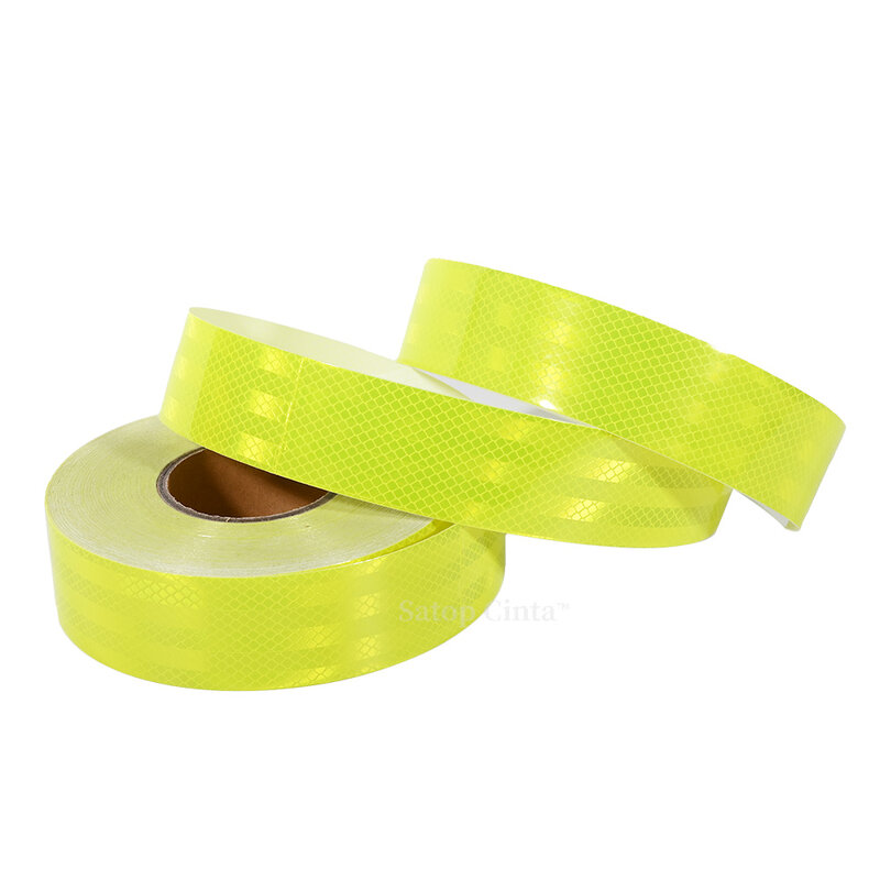 5Cm X 10M Zelfklevende Reflecterende Tape Waterdicht Fluorescerend Geel Weerspiegelen Sticker Pet Grade Reflector Voor Dingen Weerspiegelen Fiets decal