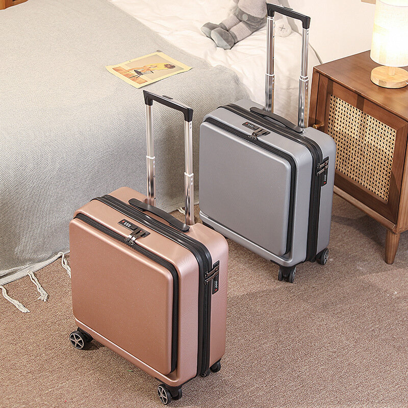 18 Cal bagaż podręczny z kółkami zamek błyskawiczny zamek szyfrowy bagaż na kółkach torba moda biznes ABS lekka walizka