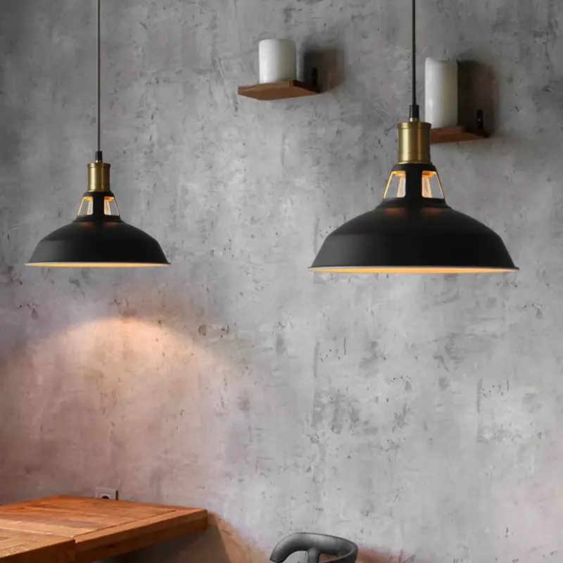 Stile industriale Loft Iron Art Retro American Restaurant, magazzino, soggiorno lampadario nero a testa singola
