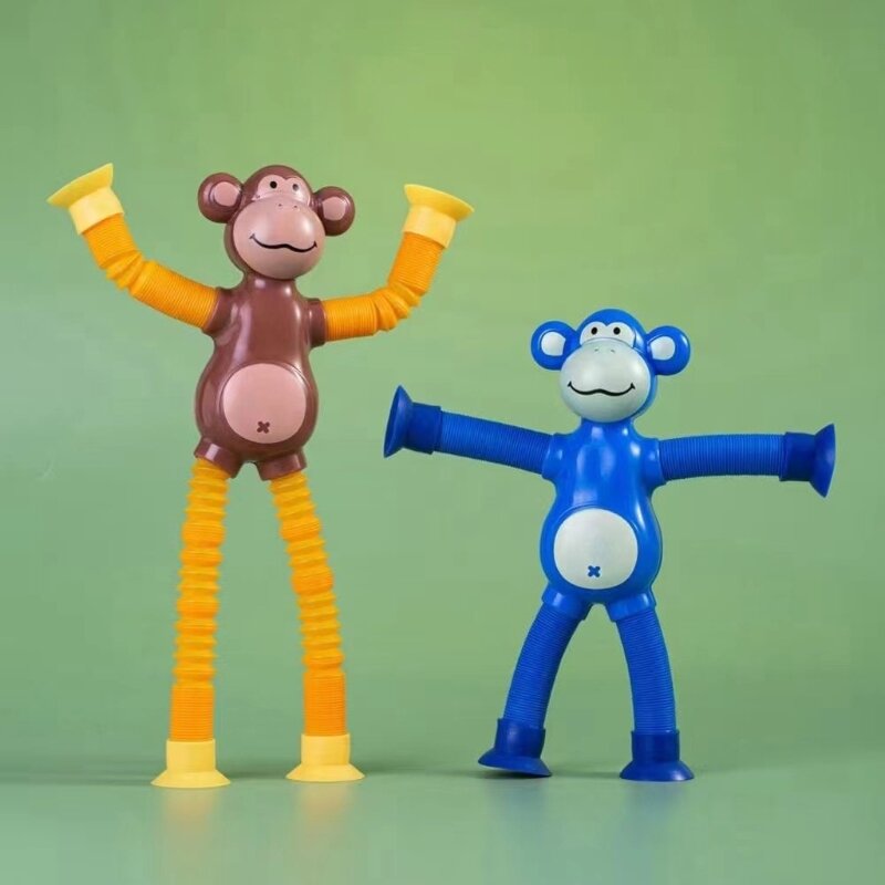 Forma macaco desenhos animados ventosa telescópica brinquedo sensorial expansível otário brinquedo dropship
