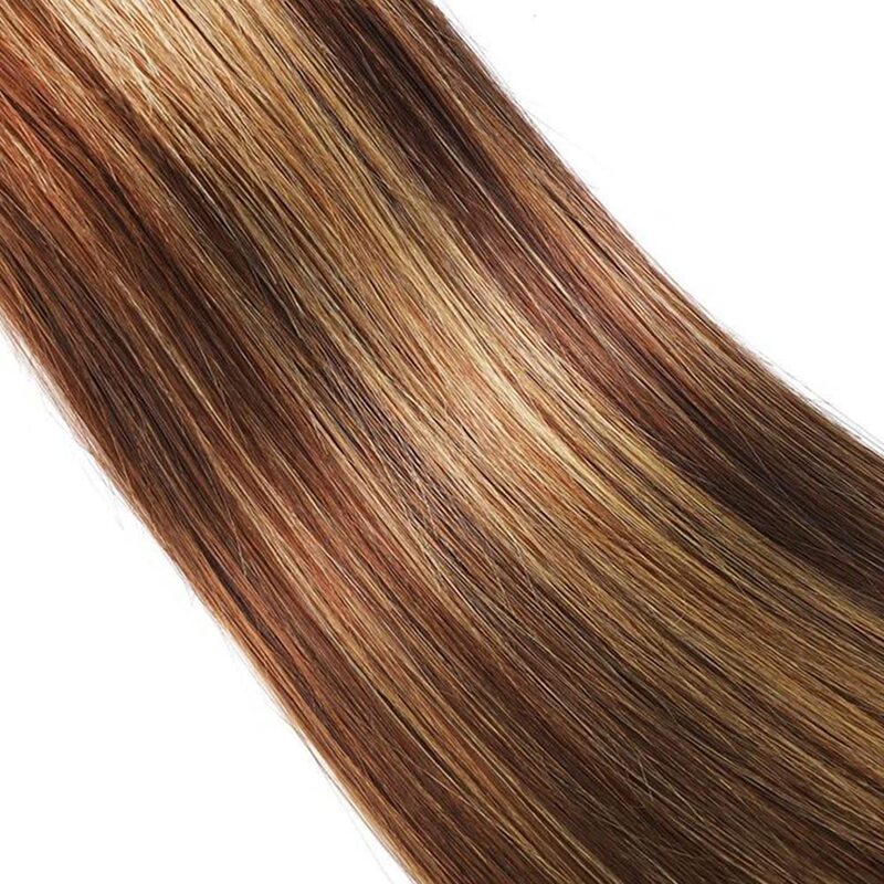 4/27 Highlight Straight Bundles Human Hair 3 Bundles 100% Unprocessed Brazilian Virgin Hair Extension For Women Double Weft Hair