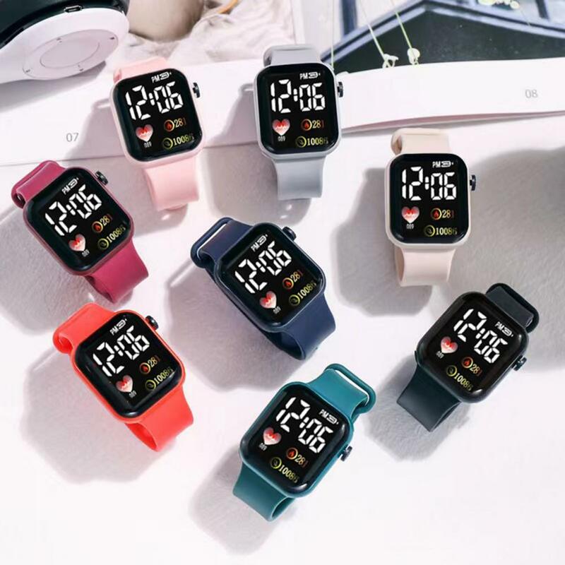 นาฬิกาข้อมืออิเล็กทรอนิกส์สำหรับเด็ก Jam Tangan Digital LED นาฬิกาข้อมืออิเล็กทรอนิกส์สำหรับกลางแจ้ง