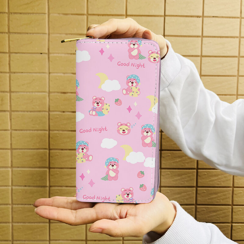 Disney Lotso Bear W5999 Anime Briefcases Wallet Cartoon Zipper Coin Bag Casual Purses Card Storage Handbag Gift