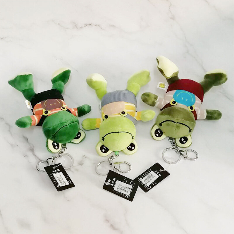 Cute Strap Frog Doll Plush Toy, Pingente criativo, Chaveiro requintado, Kids Birthday, Natal, Presente engraçado, Novo, 10cm