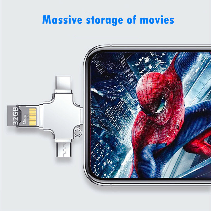4 w 1 czytnik kart pamięci Smart Adapter Lightning/Mirco/Type-C Smart USB OTG czytnik kart SD do iPhone 15 14 iPad sumsung