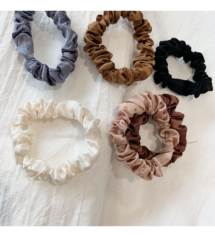 Satin Silk Solid Color Scrunchies Elastic Hair Bands New Women Girls Hair Accessories Ponytail Holder Hair Ties Rope
