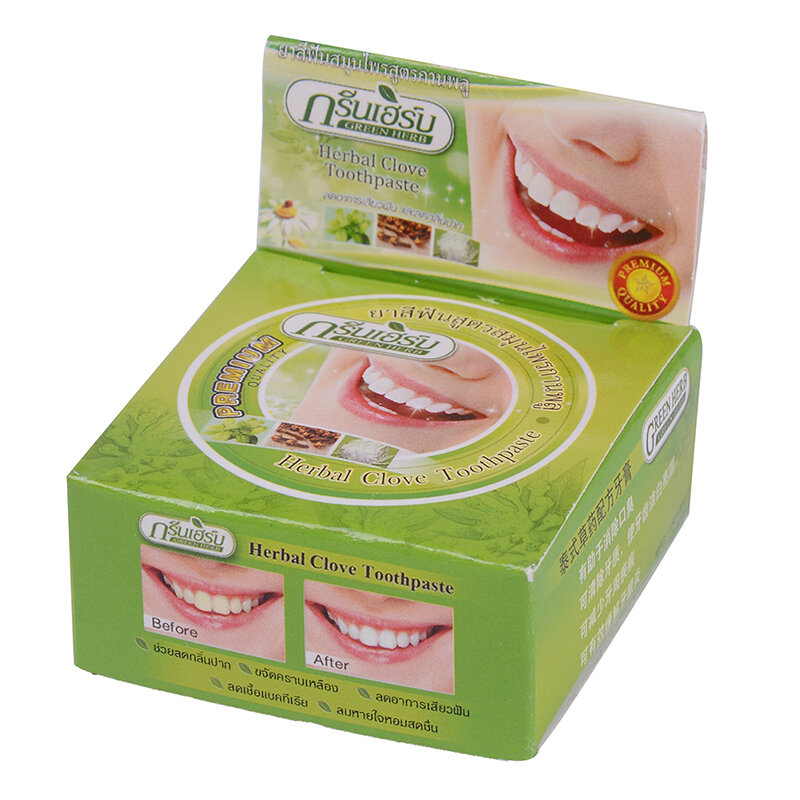 1Pc Kleur Tandpasta Tand Whitening Tandpasta Verwijder Stain Antibacteriële Allergische Natuurlijke Kruiden Kruidnagel Thailand Tandpasta