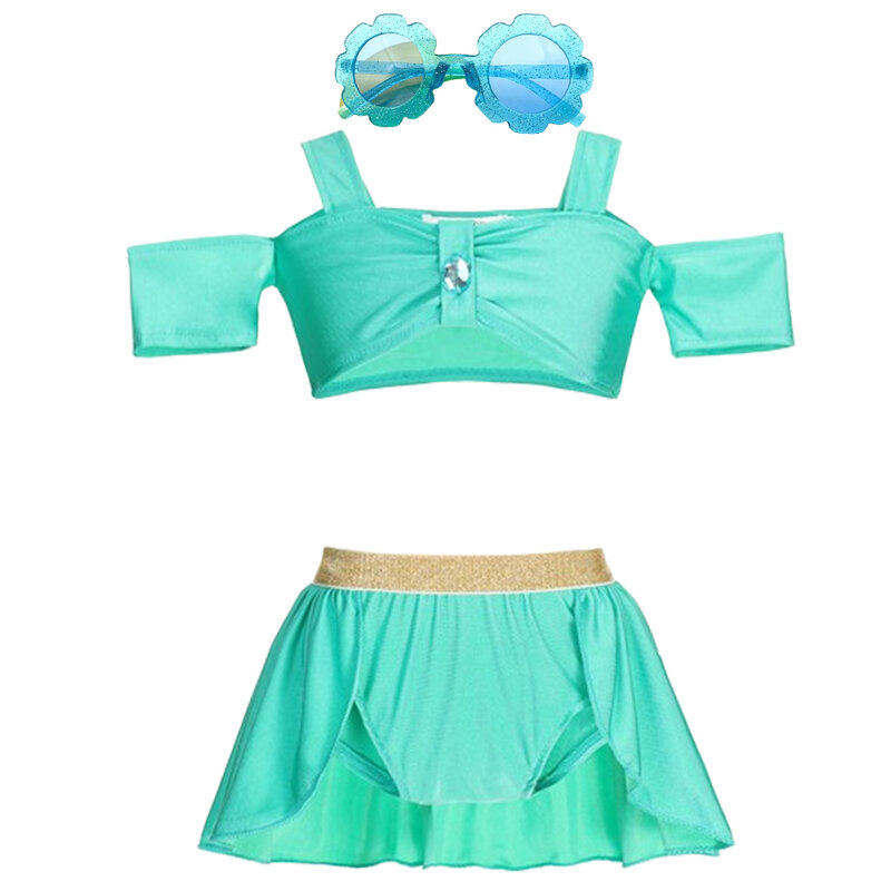 Купальник-Русалка для девочек, стильное пляжное бикини принцессы, детский купальный костюм для маленькой девочки, Морской Костюм с очками, детский купальный костюм Диснея