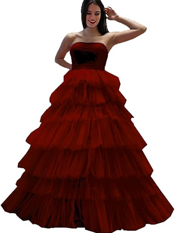 Oisslec Evening Dress Strapless Prom Dress Delaminatio Fromal Dress A Line Celebrity Dress Tulle Party Dress Elegance Customize