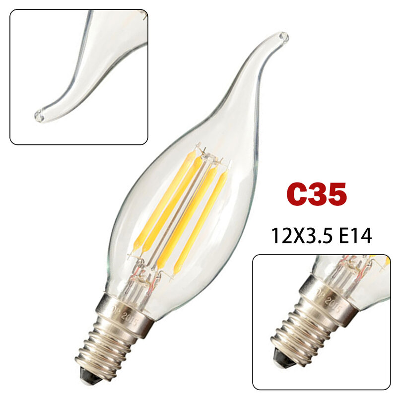 LED Bulb Vintage Pull Tail Glass Lamp Bulb For Household Office Lighting Decoration Showcase Display Decor E14 Screw 35x120mm