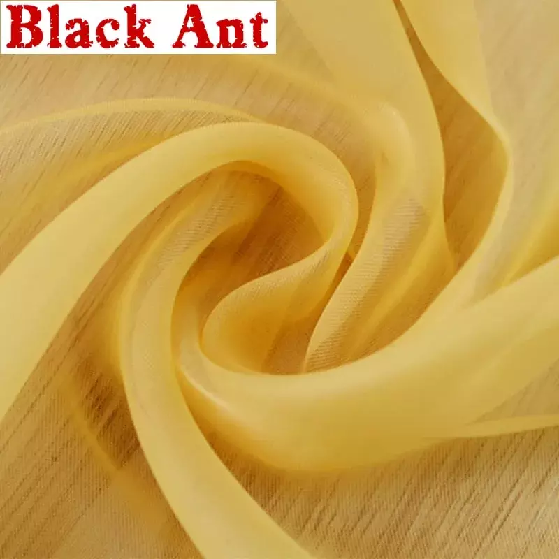 Tirai Voile Tipis Warna Solid untuk Dapur Ruang Tamu Tirai Jendela Modern Kortinas Perawatan Kain Tule Kuning Kustom WP184