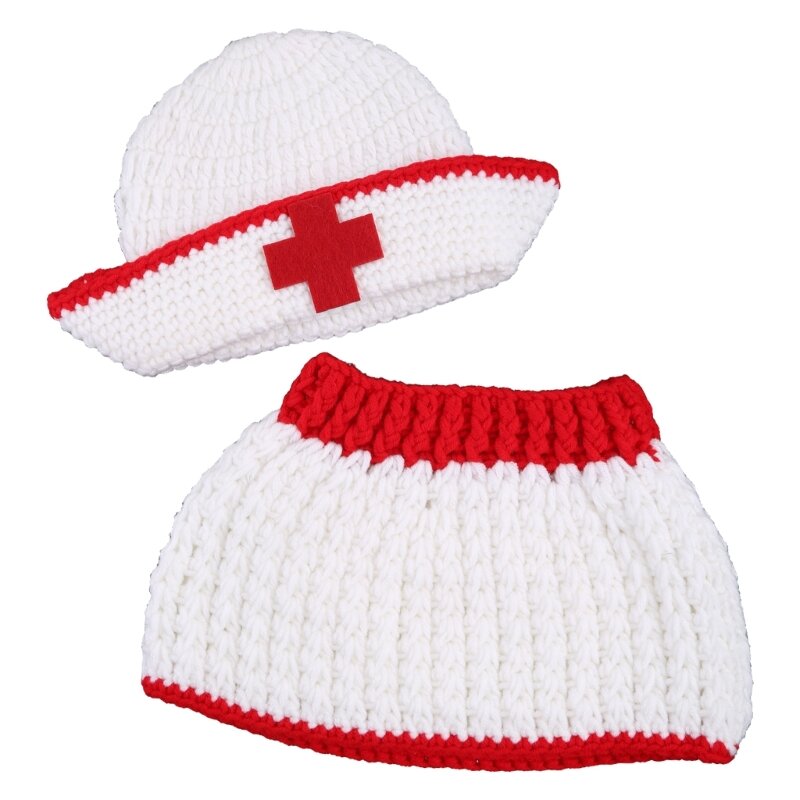 Bebê tricô chapéu saia conjunto foto adereços recém-nascidos cos para jogar traje accs 2-em-1
