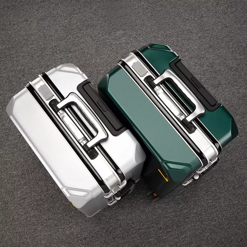 Valise de voyage à cadre en aluminium pour hommes et femmes, bagage à roulettes, fermeture éclair, marque de mode populaire, 26 po