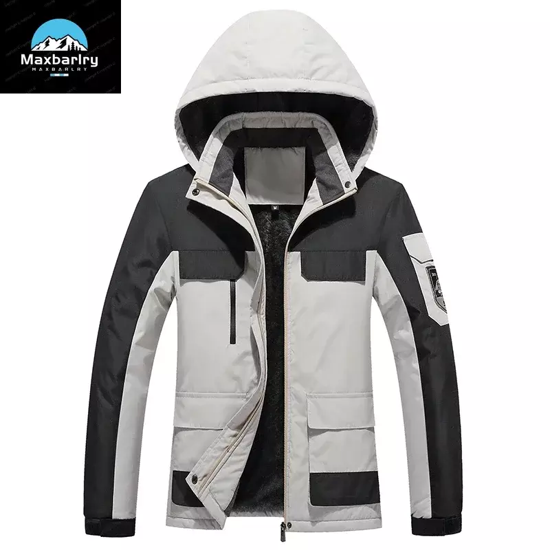 Зимняя Мужская ветрозащитная куртка 2023, уличная горная Лыжная куртка со съемной шапкой, Мужская одежда, утепленная парка, мужская куртка