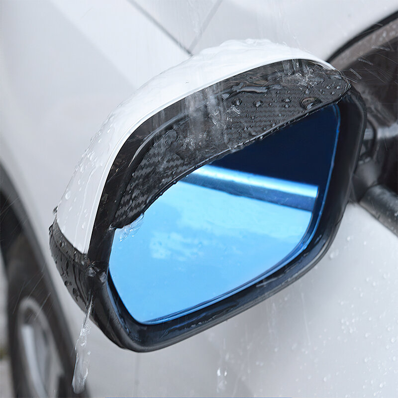 2ชิ้นกระจกมองหลังรถยนต์กันฝนคิ้วกันฝนหิมะใบมีดสติกเกอร์ยามกระบังแสงแว่นตาว่ายน้ำมองหลังอัตโนมัติ