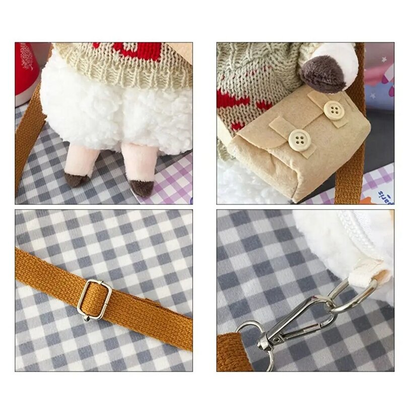 Bolsas crossbody de pelúcia para mulheres, acessórios uniformes JK, bolsa pequena, bolsa de cordeiro fofa, estilo coreano