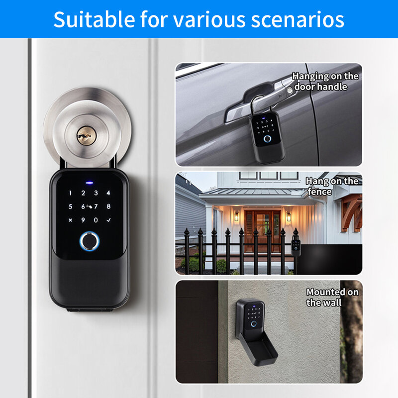 Cofre de chave impermeável, armazenamento inteligente de impressões digitais, Secret Key Safety Box, Tuya ou TTlock App, Bluetooth para Wi-Fi, Hub Unlock Cadeado