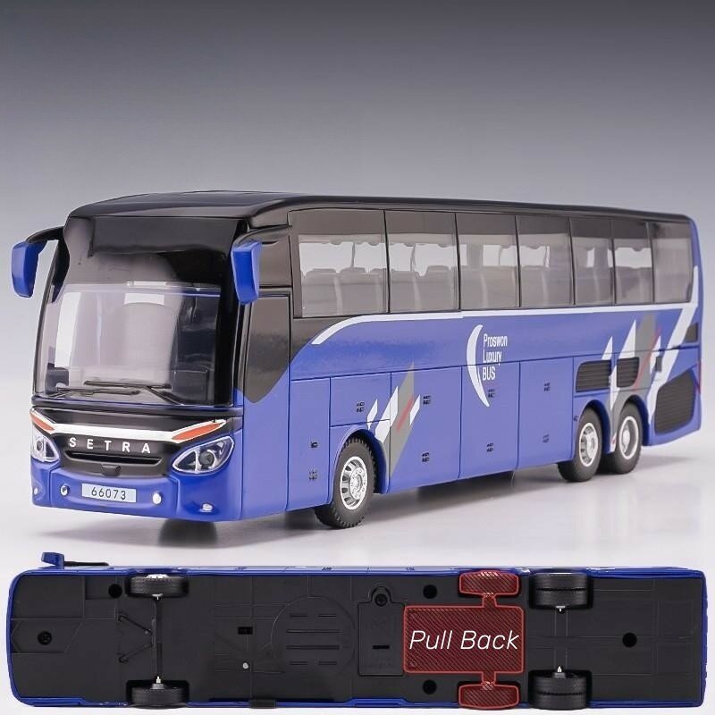 1/50 setra Luxus bus Bus Spielzeug auto Druckguss Miniatur modell zurückziehen Sound & Licht pädagogische Sammlung Geschenk für Jungen Kinder