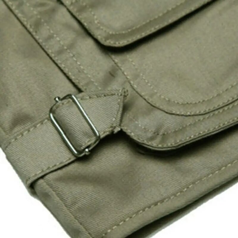 Rompi katun banyak kantong untuk pria, jaket katun kasual tanpa lengan tipis dengan banyak kantong untuk pria