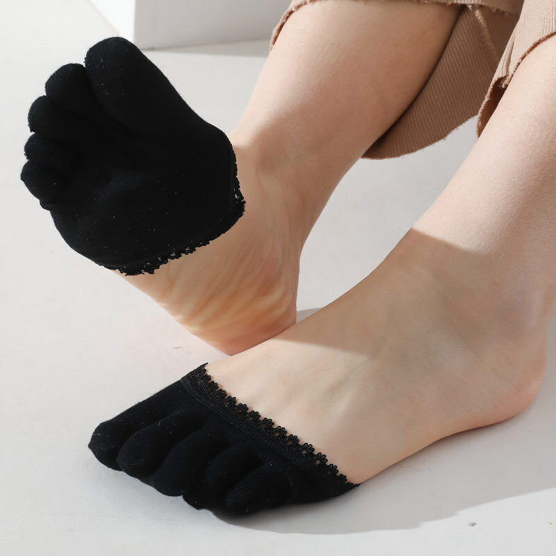الأمامية وسادة خمسة أصابع عالية الكعب مقاومة للاهتراء نصف الجوارب الدانتيل غير مرئية جورب النسيج الذرة آلام القدم الرعاية للمرأة رجل