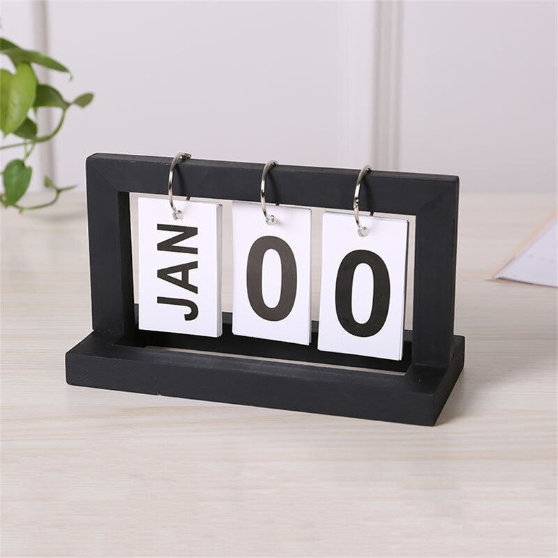 Calendario perpetuo de madera para decoración del hogar y la Oficina, accesorio de fotografía con tapa, indicador de fecha y mes, horario de escritorio, planificador diario