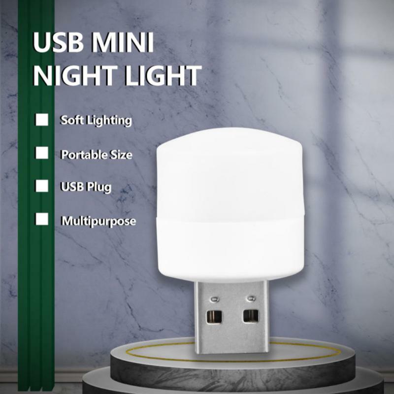 USB Night Light Mini LED Night Light USB Plug Lamp Power Bank ricarica USB Book Lights piccole lampade rotonde per la protezione degli occhi da lettura
