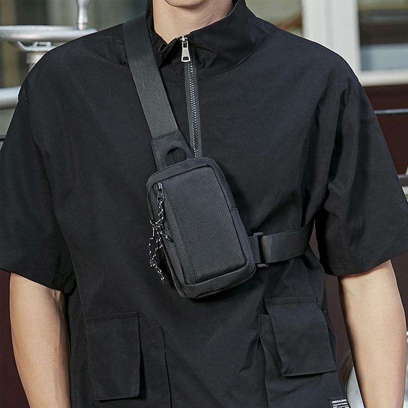 男性用ミニチェストバッグ,トレンディなブランド,日本のストリートトレンド,斜めのショルダーストラップ